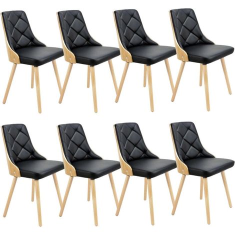 Lot de 8 Chaises Scandinave "Cargo" 79cm Chêne & Noir (1/3)