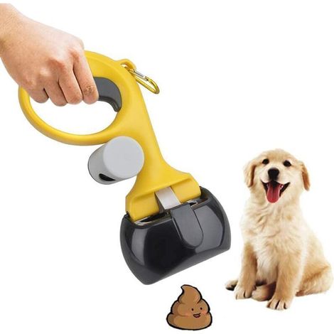 ALLIANDISPelle à Déjections Canines avec Sac Poubelle Pliable Poop Scoop pour Chiens/Chats Intérieur/Extérieur Pelouse Jaune (1/4)