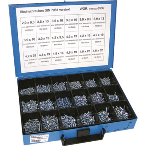 Juego de tornillos para chapa metálica, galvanizados DIN 7981 granito