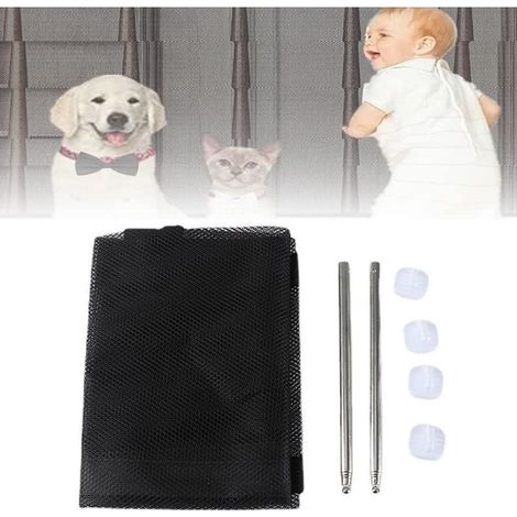 Barrière de sécurité pour chien 180 × 72 cm – Nylon résistant à la déchirure – Poteaux en acier inoxydable avec crochets collants (1/5)