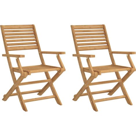 Chaises pliables de jardin 2 pcs bois massif d'acacia (1/5)