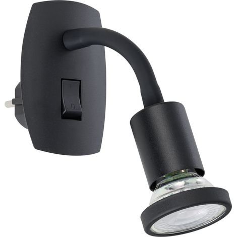 Applique Presa Moderna Parrini Metallo Nero 1 Luce Gu10 4,5