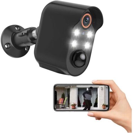 QORVA-Caméra de sécurité sans fil alimentée par batterie, surveillance extérieure, Wi-Fi, 1080p, maison intelligente, vision nocturne couleur, détection IA XXW