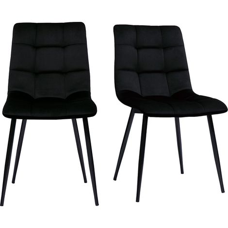 Design-Stühle aus schwarzem Samtstoff und Metall (2er-Set) MAXWELL