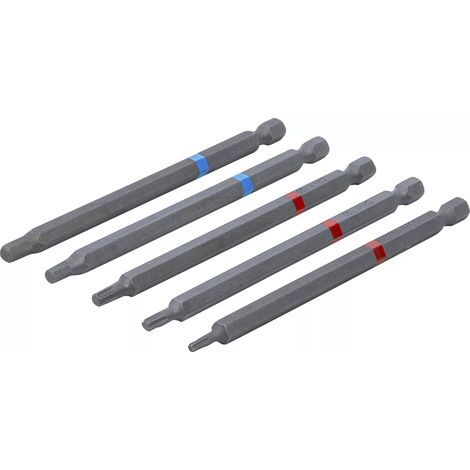 JEU D'EMBOUTS  ENTRAÎNEMENT SIX PANS MÂLE, 6,3 MM (1/4'')  SIX PANS FEMELLE PROFIL T (POUR TORX)  LONGUEUR 110 MM  5 PIÈCES