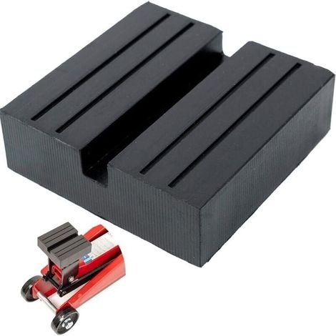 Universelle Gummi-Wagenheberauflage, 75 x 75 x 25 mm mit U-förmiger Aussparung, rutschfeste Auflagefläche für einfaches Handling des Wagenhebers, Schwarz (1/4)