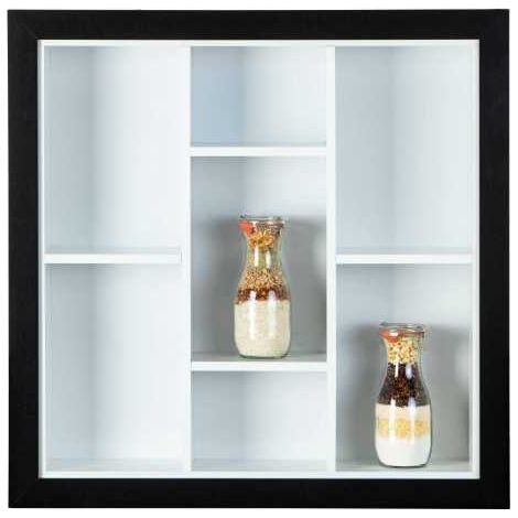 Libreria mensola septem in legno cm 74x31x9,5 collezionismo finitura bianco e nero inter link - Inter Link (1/5)
