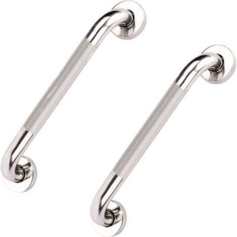 Deux pièces, barres d'appui antidérapantes pour salle de bain en acier inoxydable, 40 cm, argent chromé