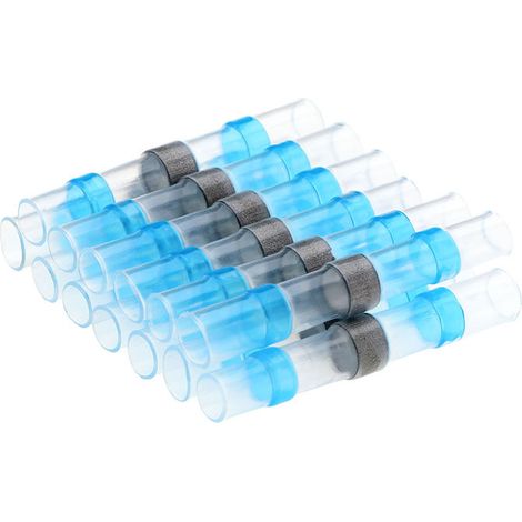 Lot de 50 Connecteurs Étanches à Bague de Soudure Bleue avec Gaine Thermorétractable, Bornes Sans Pression pour Câblage Électrique Automobile et Marin-lsw (1/2)