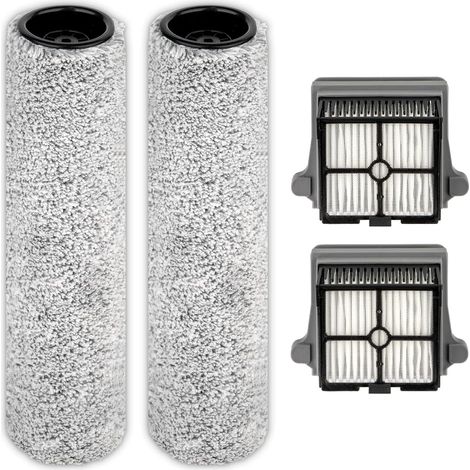 4 Pièces - Rouleau Brosseur - Filtre HEPA - Compatible Tineco S7 Pro S6 - Nettoyage Sol Dur - Version Détachable - Blanc - 28x5cm (1/5)