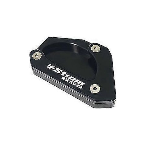 CNC-gefräste Seitenständer-Verlängerungsplatte für Suzuki V-Strom 650 DL650 (2004–2023, 2022) – Schwarz – V-Strom-Logo