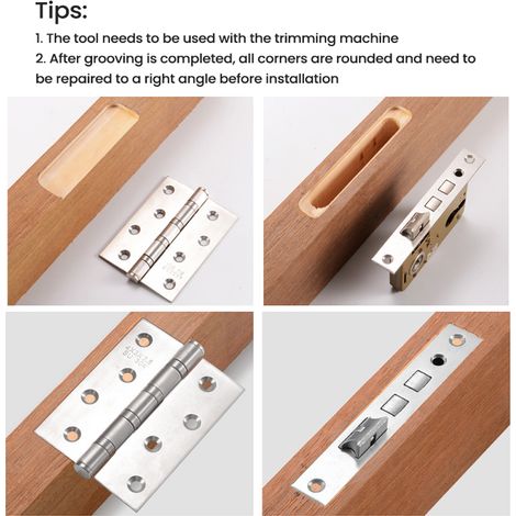 Outil multifonction pour ouvrir les trous de charnières de porte en bois, avec guide de positionnement et outil de coupe pour le travail du bois. (1/3)