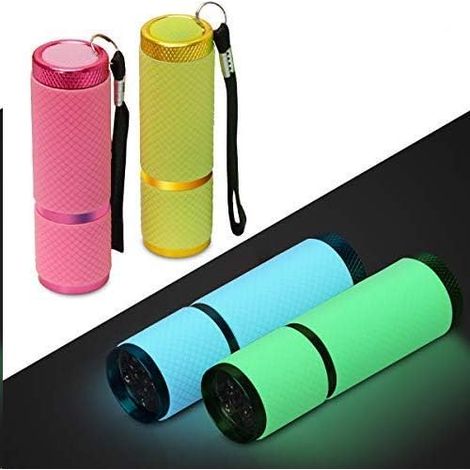 Lampe Torche LED - 9 LED - Revêtement Caoutchouc - Dragonne Nylon - Pour Camping Randonnée Intérieur - Lot de 6 (1/5)