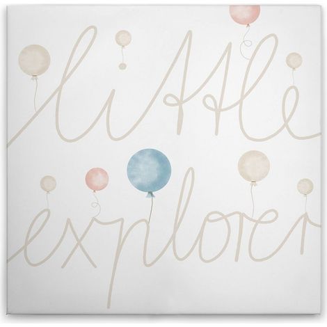 Leinwandbild "Little Explorer" Ballons Beige Blau Rosa M1-No.50574 - Kunstdruck auf Leinwand in Beige Blau - Wandbild 30 x 30 cm (1/5)