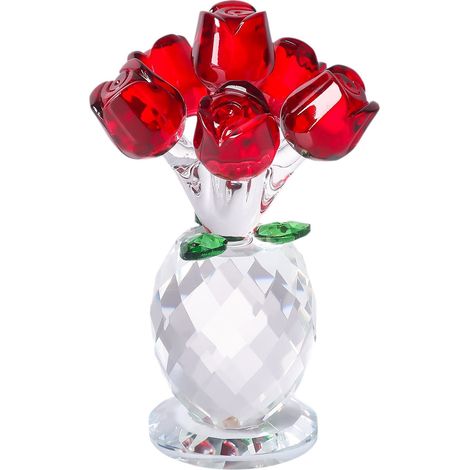 Rose - Verre - Décoration Intérieure - Bureau Salon Bureau - Cadeau Saint-Valentin Anniversaire Mariage - 1 Pièce (1/5)