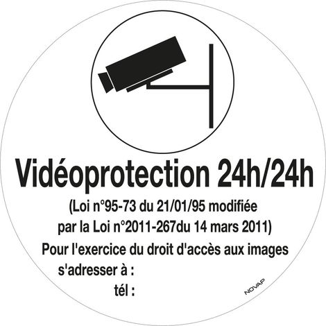 Panneau Vidéoprotection 24h/24h - Rigide Ø180mm - 4021430