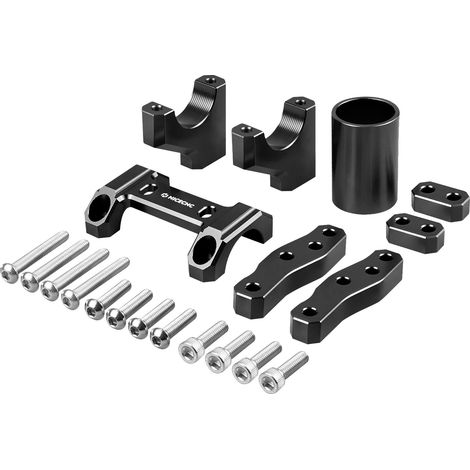 Soporte elevado para manillar, altura ajustable, aluminio resistente, negro. (1/2)