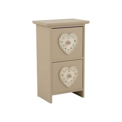Porta gioie 2 cassetti tortora cuore bianco (kit da 3)