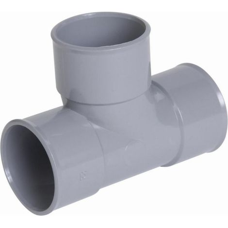 Einfaches Brecheisen-T-Stück NICOLL weiblich-weiblich 87°30 - PVC grau - Ø 32 mm - TF188