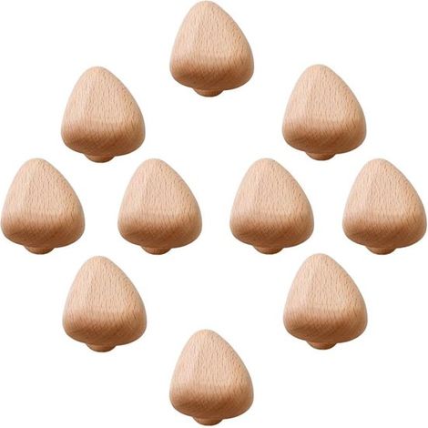 10 pomelli in legno di noce - Maniglie vintage a forma di fungo per mobili da cucina - Adatti per soggiorni e camerette - Viti incluse (1/5)