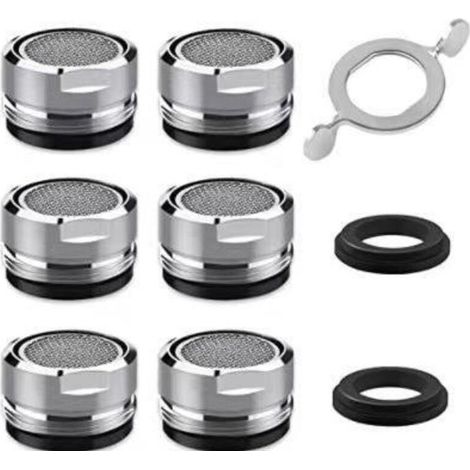 Mousseur Robinet M24-6 Pièces Aerateur Robinet Avec Filtre En Acier Inoxydable Et Abs Chromée Pour Robinet Lavabo De Salle De Bain Et Cuisine (1/3)