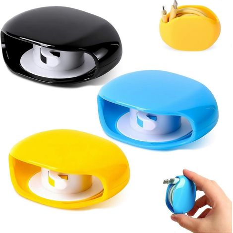3 piècesEnrouleur de câble automatique 3 pièces, organisateur de câbles rétractable, petit étui à enrouleur pour câbles USB, câbles de casque, câbles de données, fini les câbles emmêlés (1/5)