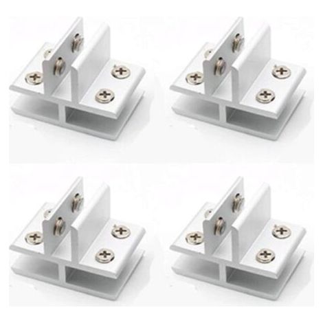 Sollbry Lot de 4 pinces à verre en forme de T avec support en verre pour fixation sur 3 panneaux latéraux, douche, tables, panneaux, 10-12 mm (1/5)