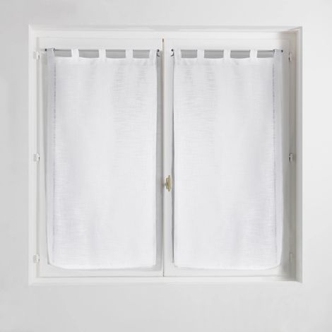 Douceur d' interno coppia destra passanti effetto lino Tisse haltona, Poliestere, Bianco, 90 x 60 cm