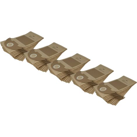 vhbw 50 Paper Dust Bags compatible with Kärcher Mighty Vac 2000+, NT181, Puzzi 90, SE 5.100, SE 6.100, SE2001, SE3001, WD2500M Vacuum Cleaner, brown