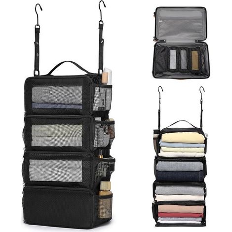 Cubi organizer da appendere,4 scomparti,Organizzatori per armadio,Organizer a tenda per vestiti,Borsa portaoggetti,Tasche salvaspazio,Nero (1/5)