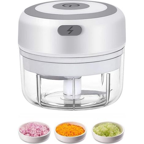 Picadora de ajos eléctrica mini, picadora de 100 ml, alimentación USB, mini procesador de alimentos portátil para uso doméstico. (1/5)
