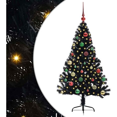 Albero di Natale  Albero natalizio  Albero festivo artificiale con luci integrate Nero 150 cm PVC (1/5)