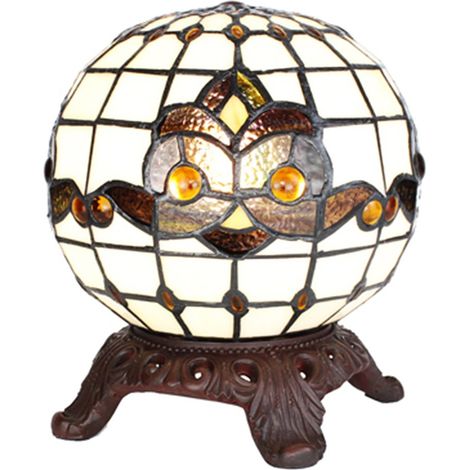 Lampe de Table en Verre et Polyrésine Luminaire de Bureau Blanc et Noir Ø 20 x 25 cm E14 - PANGIVO (1/3)
