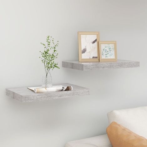 Étagères murales flottantes 2 pcs gris béton 40x23x3,8 cm MDF vidaXL