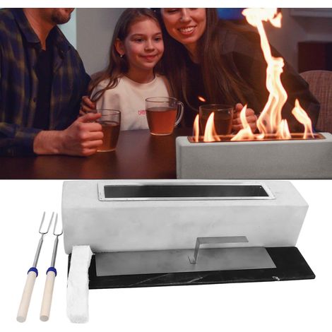 Poêle à gaz décoratif Square Home Villa pour salle à manger, cheminée à alcool, barbecue, ensemble en acier inoxydable gris 35 x 10 x 10 cm (1/5)