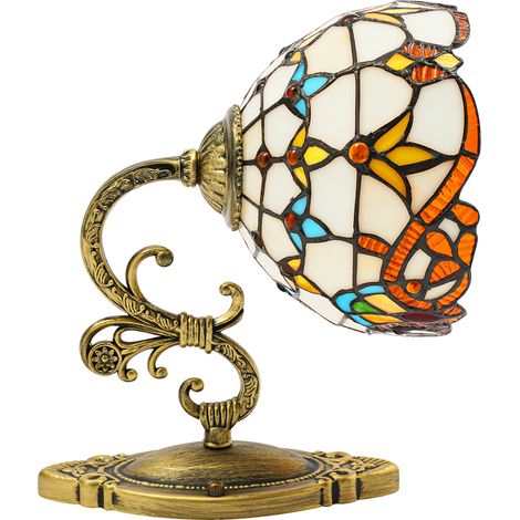 Applique murale rétro Tiffany en forme de dôme, lampe murale en vitrail pour chambre à coucher, Luminaire (1/5)
