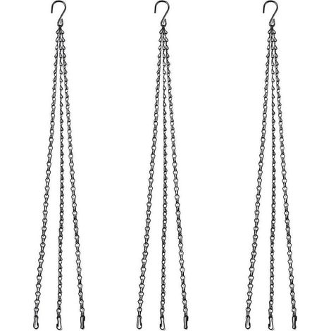 Chaîne pour panier suspendu Sunrain, lot de 3 supports pour plantes, chaînes métalliques avec clips compatibles avec pots de fleurs et jardinières (1/3)