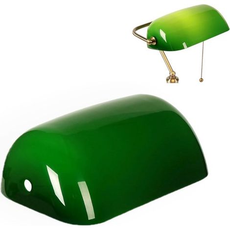 Abat-jour pour lampe de table, abat-jour de rechange en verre pour lampes de banquier, abat-jour en verre vert pour lampes de table (8,85 pouces de long, 5,11 pouces de large, 2,95 pouces de haut) (1/5)
