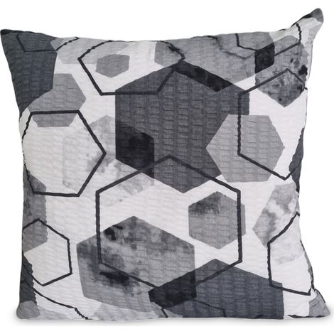 Federa per cuscino 40x40 cm con motivo geometrico a corteccia in bianco e nero.