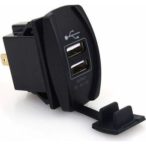 5V 3,1A USB-Ladegerät-Adapter mit 2 universellen Schnelllade-USB-Anschlüssen, DC 12V-24V Steckdose für Motorrad, Auto und Boot mit blauer LED (1/5)