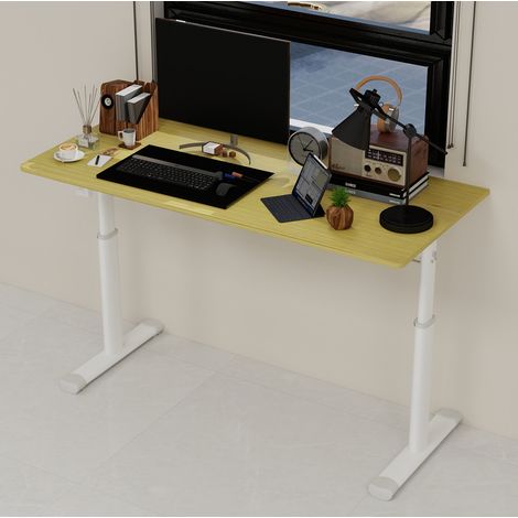 Bureau réglable en hauteur bois en métal et bois avec manivelle (1/5)