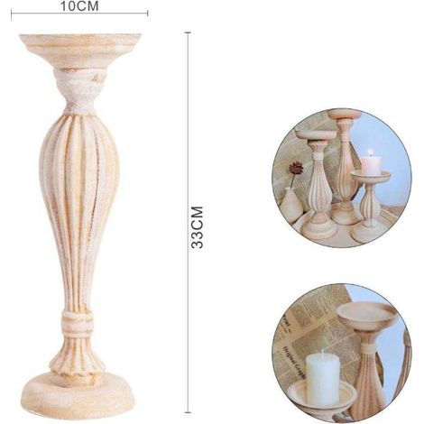 TrAdE Shop Traesio - Candelabro Candeliere Effetto Vintage Beige Porta Candele 10x33 Oggetto Natale -