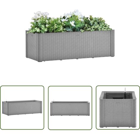 The Living Store Lit surélevé de jardin avec système d'arrosage Gris 100x43x33cm - Jardiniere - Pot De Fleurs - Plante - Extérieur - Intérieur (1/5)