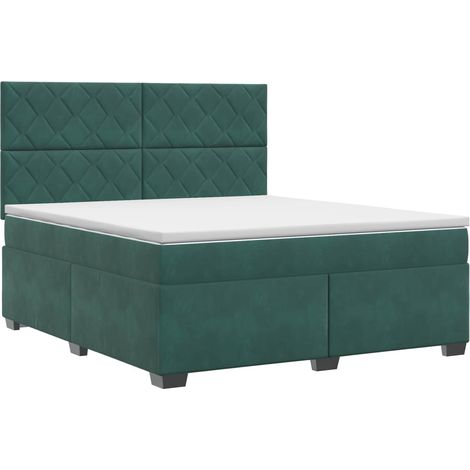 Maison Exclusive - Letto box spring con materasso Verde Scuro 140 x 200 cm Velluto (1/5)