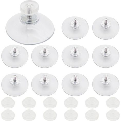 11 Pcs Ventouse Ø 40 mm Vitre, Ventouse Transparente PVC,avec Filetage M4 Écrou en Plastique Transparent, pour Fenêtre Mur Porte Verre Suspendu Quotidiennement (1/5)