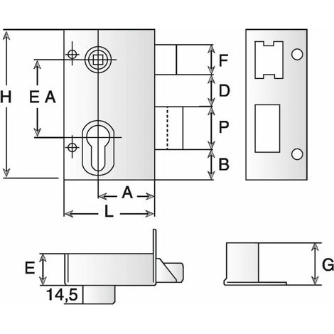 Serrure en applique verticale à fouillot - Carré de 7 mm - Laiton - Gauche