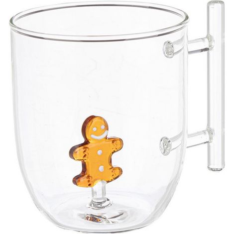 Tazza "Glamorize Omino" in vetro, con decorazione natalizia, da 10 cm (1/5)