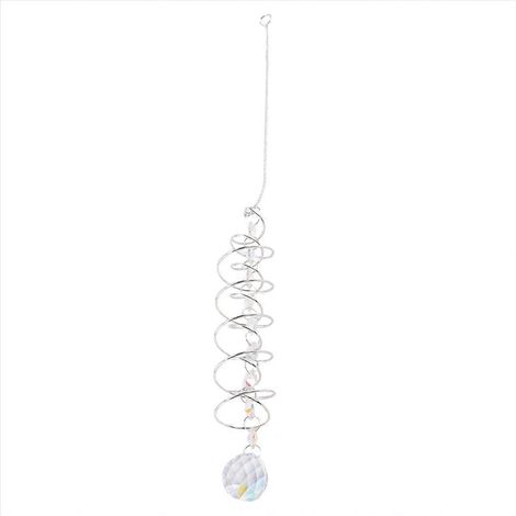 Boule décorative de jardin de 45 cm (17,7 pouces) à spirale, attrape-soleil et girouette, cristaux de verre pour intérieur et extérieur (1/5)