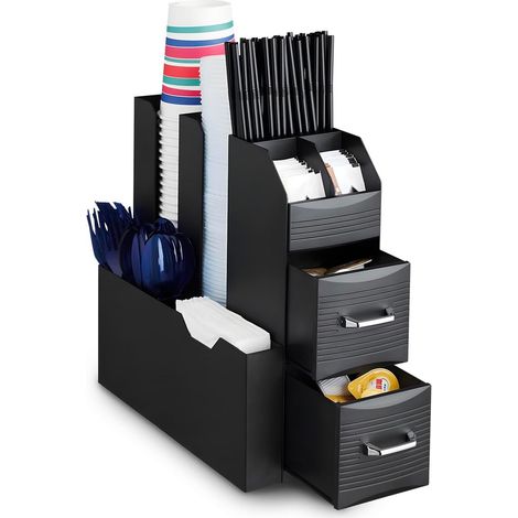 Organizer Porta Capsule Porta Cialde 9 Scomparti E 2 Cassetti Multiuso Nero