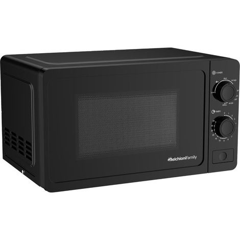 Melchioni family forno a microonde con grill, 20 litri, 800W, 9 livelli di potenza, timer 35 minuti, piatto in vetro, nero